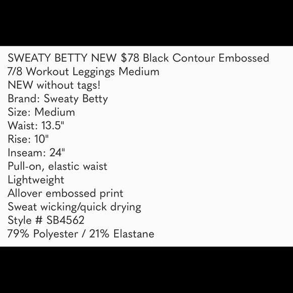 SWEATY BETTY NEW Embossed 7/8 Workout Leggings - Picture 8 of 8